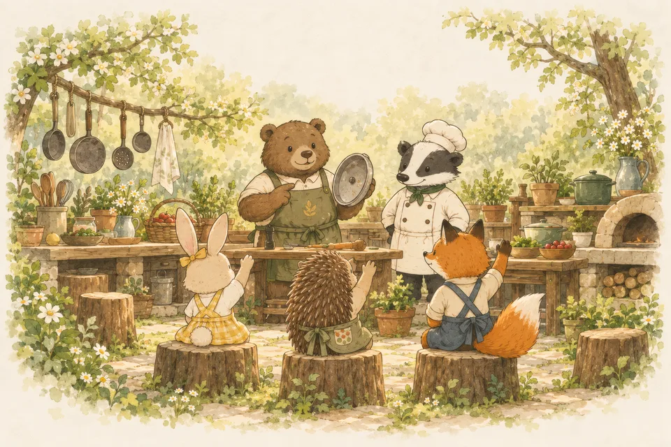 Kitchen Questions Lily, Hazel and Finley raise their paws to ask questions while Benny and Nico teach kitchen safety