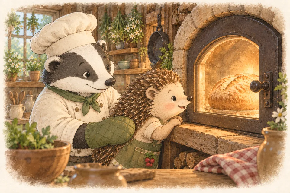 Freckles on the Bananas Hazel the hedgehog presses her nose to the oven window, watching a banana loaf rise